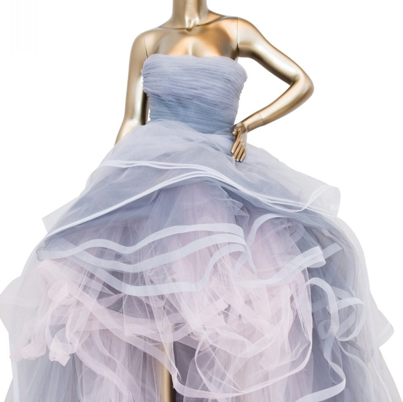 ◇$12,990 OSCAR DE LA RENTA CLOUD BLUE TULLE RUNWAY GOWN US 2 S - Picture 5 of 16